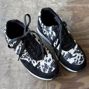 Crazy Train Black and White Cow Print Sneakers